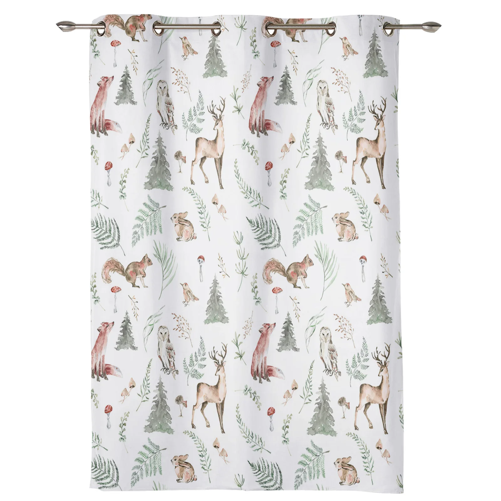 Winter Christmas Tree Elk Squirrel Leaves Window Curtains for Living Room Luxury Bedroom Curtains Coffee Kitchen Decor Drapes