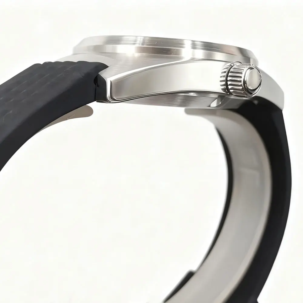 LOGO personalizzato Orologio da uomo automatico da 38 mm Cassa spazzolata Cinturino in caucciù con cristallo di zaffiro Orologi da uomo Orologio da polso meccanico NH35