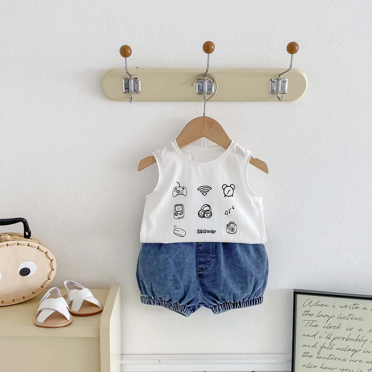 INS Korean Version Children's Solid Color Denim Lantern Shorts Summer Baby Boys and Girls Fashion Casual Pants