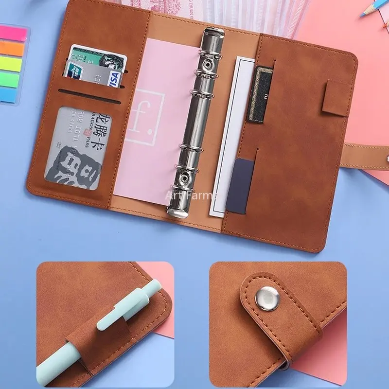 Notebook A6 Loose-leaf Notebook Binder Shell Budget Planner 2023 Cash Envelope Savings Money 6 Holes Binder for Financial Manage