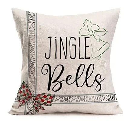 Merry Christmas Plaid Pillow Cover Jingle Garland Bow Pillowcase Winter Home Sofa Cushion Cover 45x45 pillow case