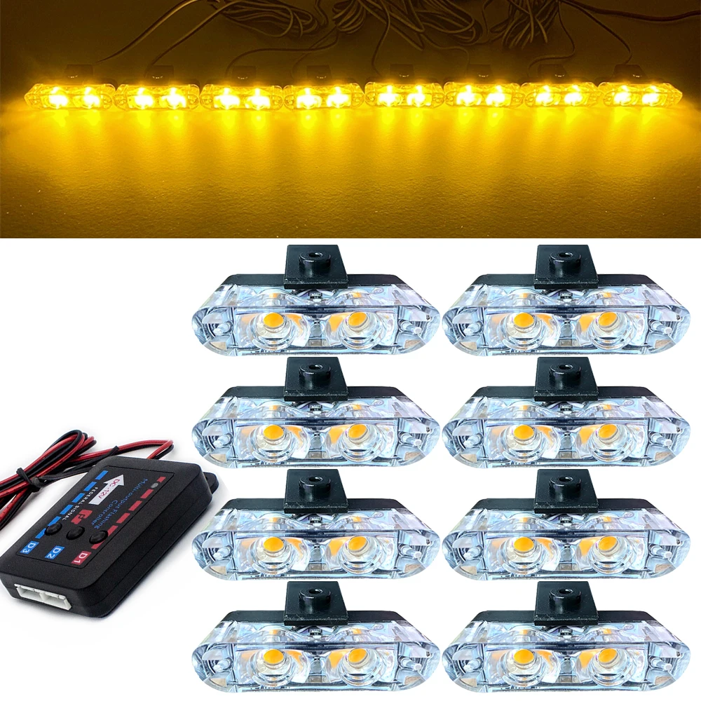 2LED Car Front Deck Grille Clip Strobe Warning Light 12V Vehicle daytime running light Police Hazard Emergency Flash Signal lamp