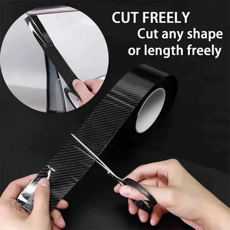 3D Nano Carbon Fiber Car Bumper Door Guard Protection Film 3m Car Door Sill Protector Sticker Black Waterproof Anti Scratch Tape - view 2