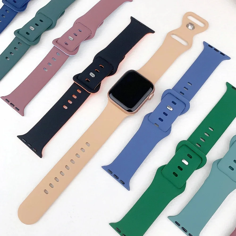 Silicone Strap+case for Apple Watch Band 44mm 40mm 45mm 41mm 49mm 42mm 38mm 44 45 Mm Bracelet Iwatch Ultra Series 7 Se 3 4 5 6 8