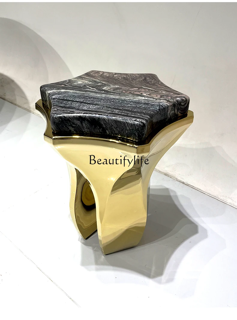 Italian Mild Luxury Marble Corner Table Living Room Designed by a Maestro Art Small Apartment Tea Side Table