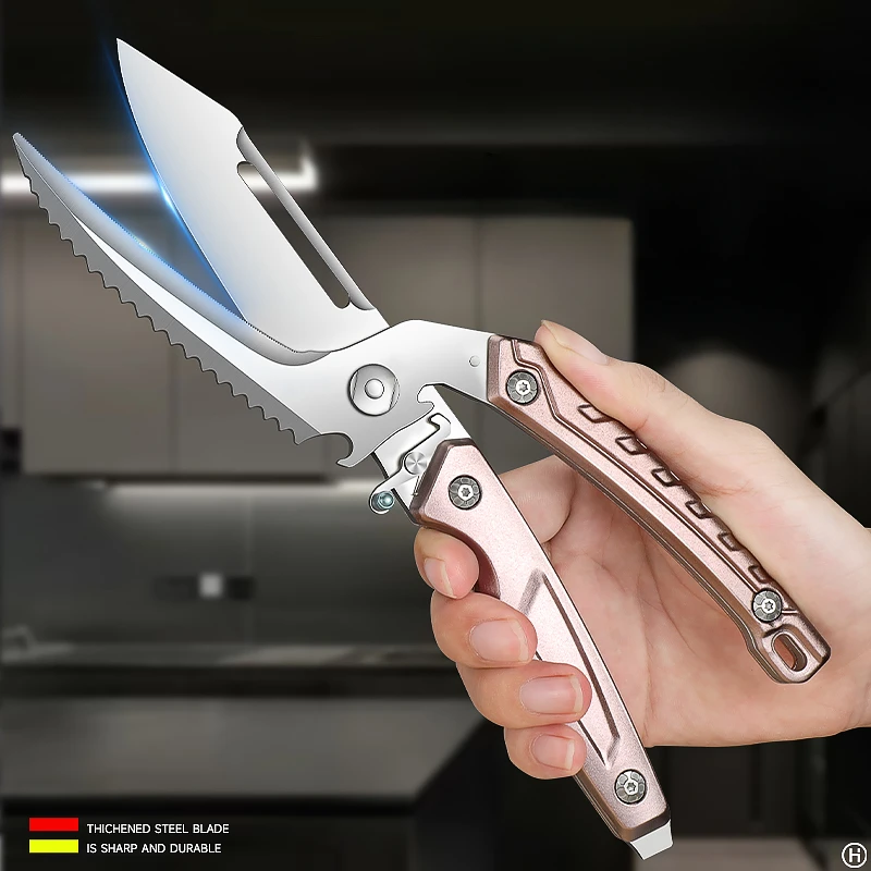 

BAKULI-Multifunctional Removable Kitchen Knife, Powerful Chicken Bone Scissors, Peeling/Cutting All-in-One Scissors
