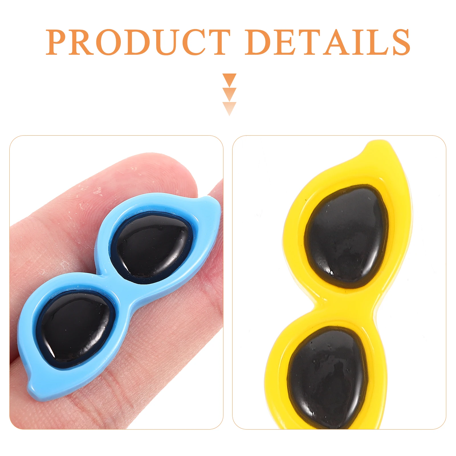 

50pcs Glasses Shape Resin Diy Case Decorations Hairpin Ornaments Wedding Brooch Accessories Creative Mini Embellishments For