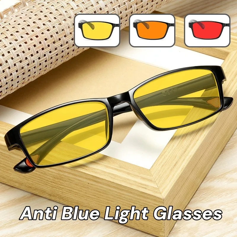 

Men's Night Vision Glasses with Yellow Lens Ultralight Blue Light Blocking Eyeglasses for Mobile Phone Computer Eye Protection