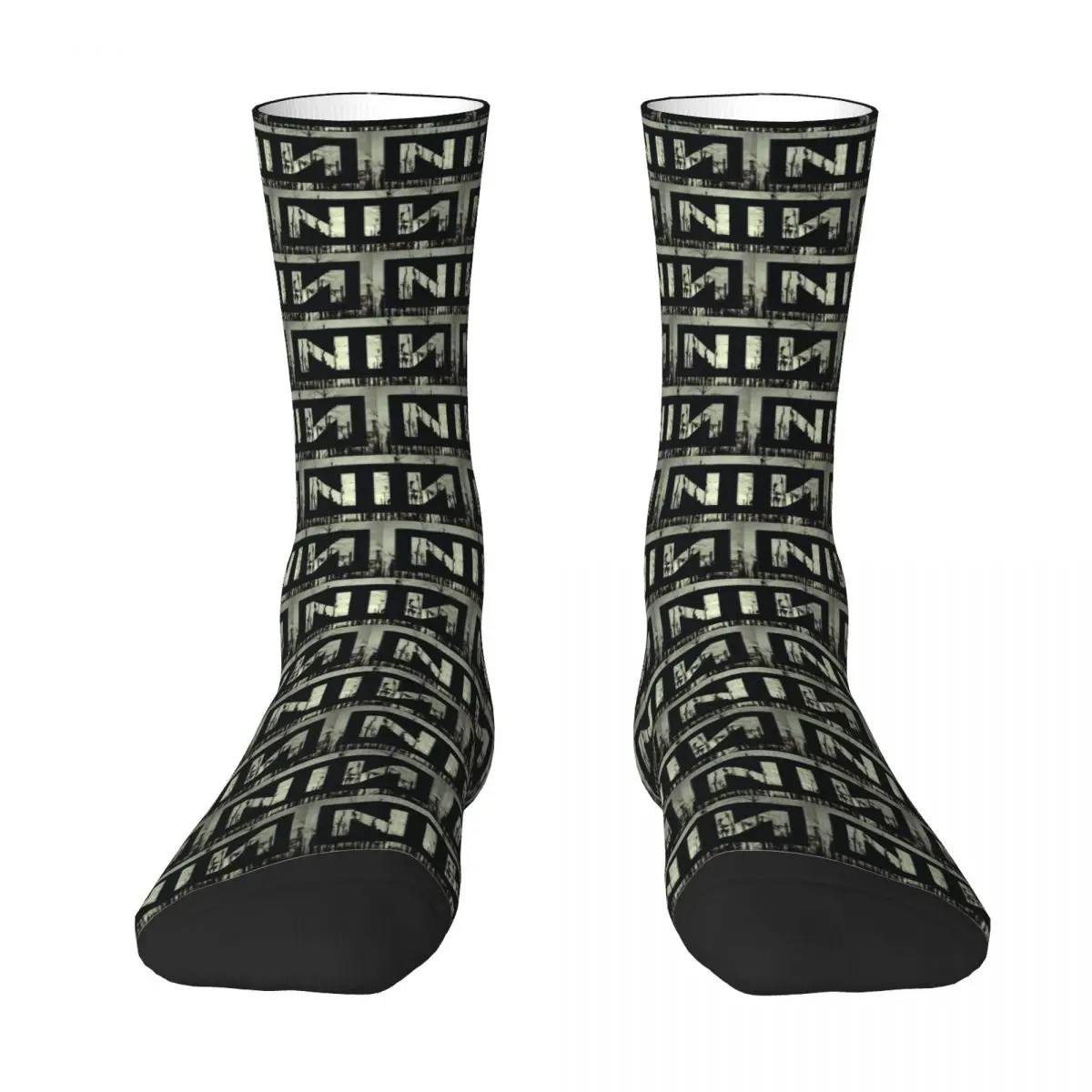 Nine Inch Nails NIN Socks Rock Music Band Logo calze moda Unisex uomo calze da ciclismo medio morbide calze antiscivolo autunnali