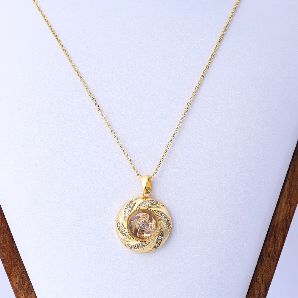 قلادة دوارة مرصعة بالألماس مستوحاة من الطراز العتيق، قلادة مجوهرات للجنسين للديكور الأنيق