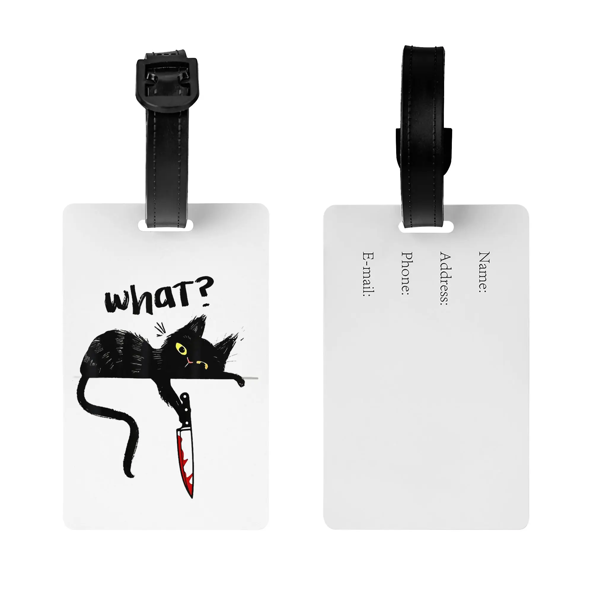 Cats What Funny Blacks Cats Luggage Tag Privacy Protection Murderous Cats With Knife Baggage Tags Travel Bag Labels Suitcase