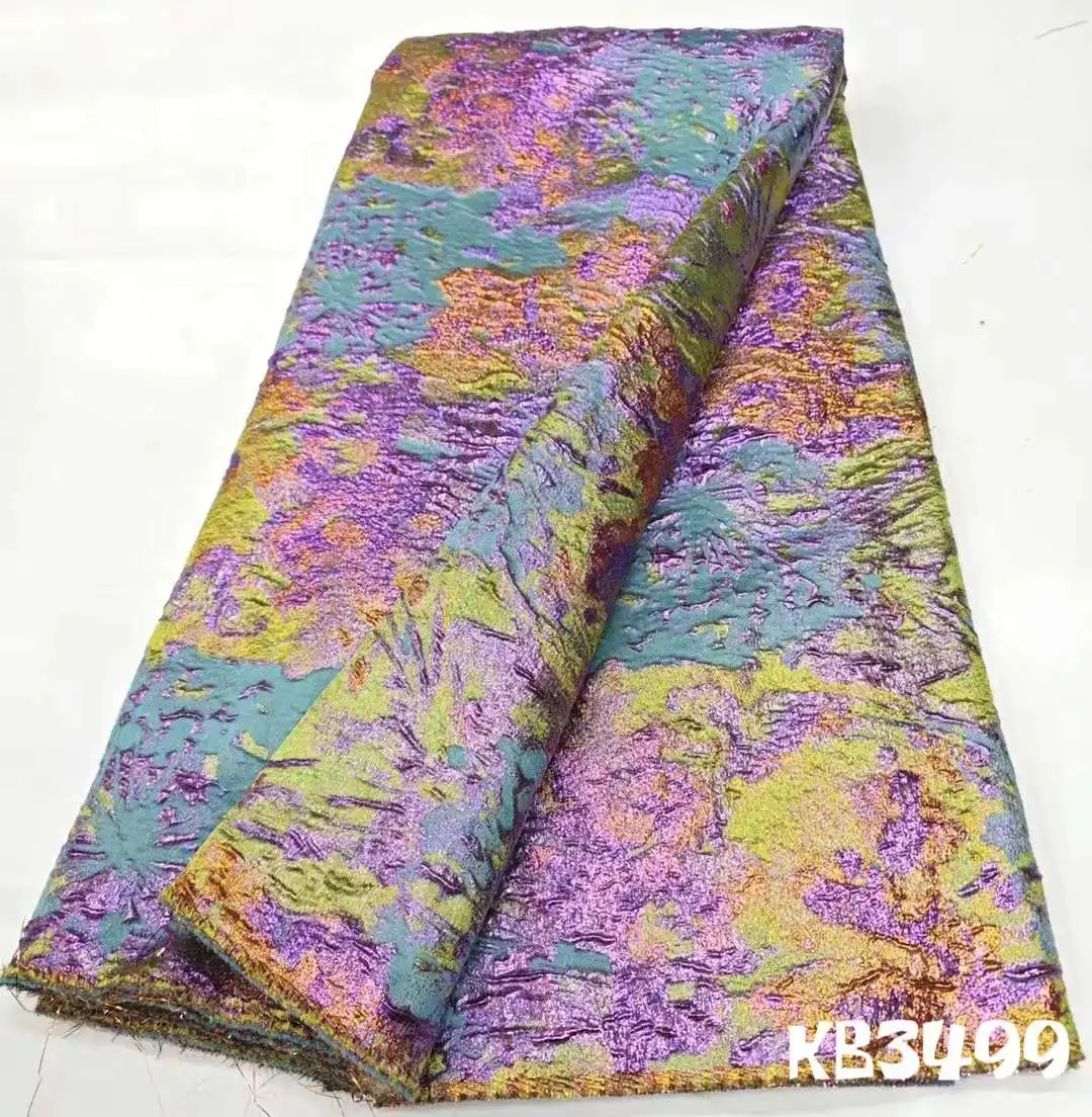 

African Lace Fabric 2024 High Quality Colorful Brocade Fabrics Tulle Lace Fabric Green Brocade Jacquard For Wedding Party Dress