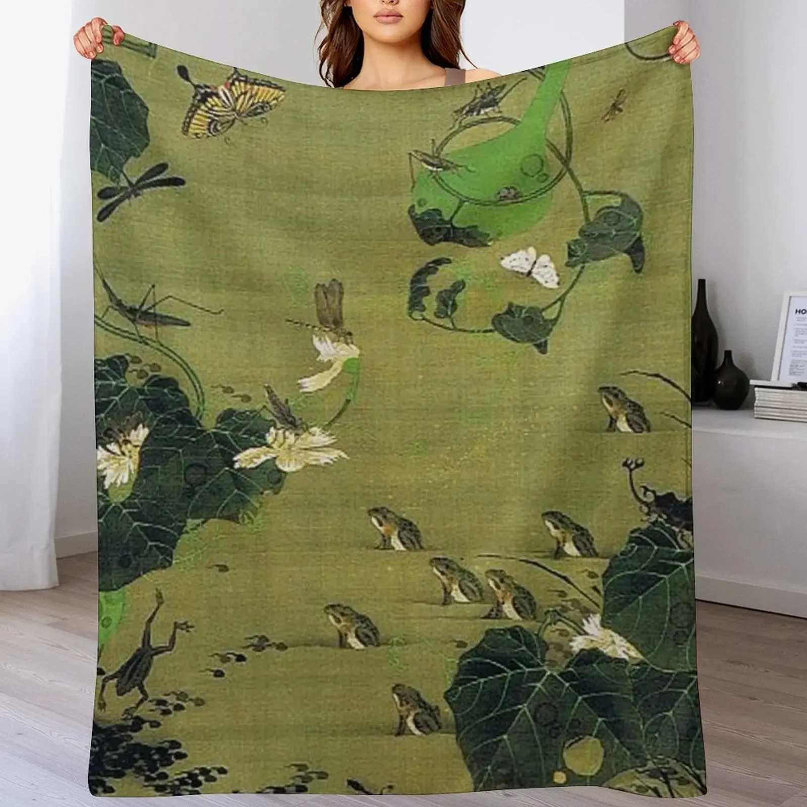 

Favourite Artist - Insects By Pond Side - Ito Jakuchu Throw Blanket Decorative Throw Multi-Purpose christmas gifts Bed Blankets
