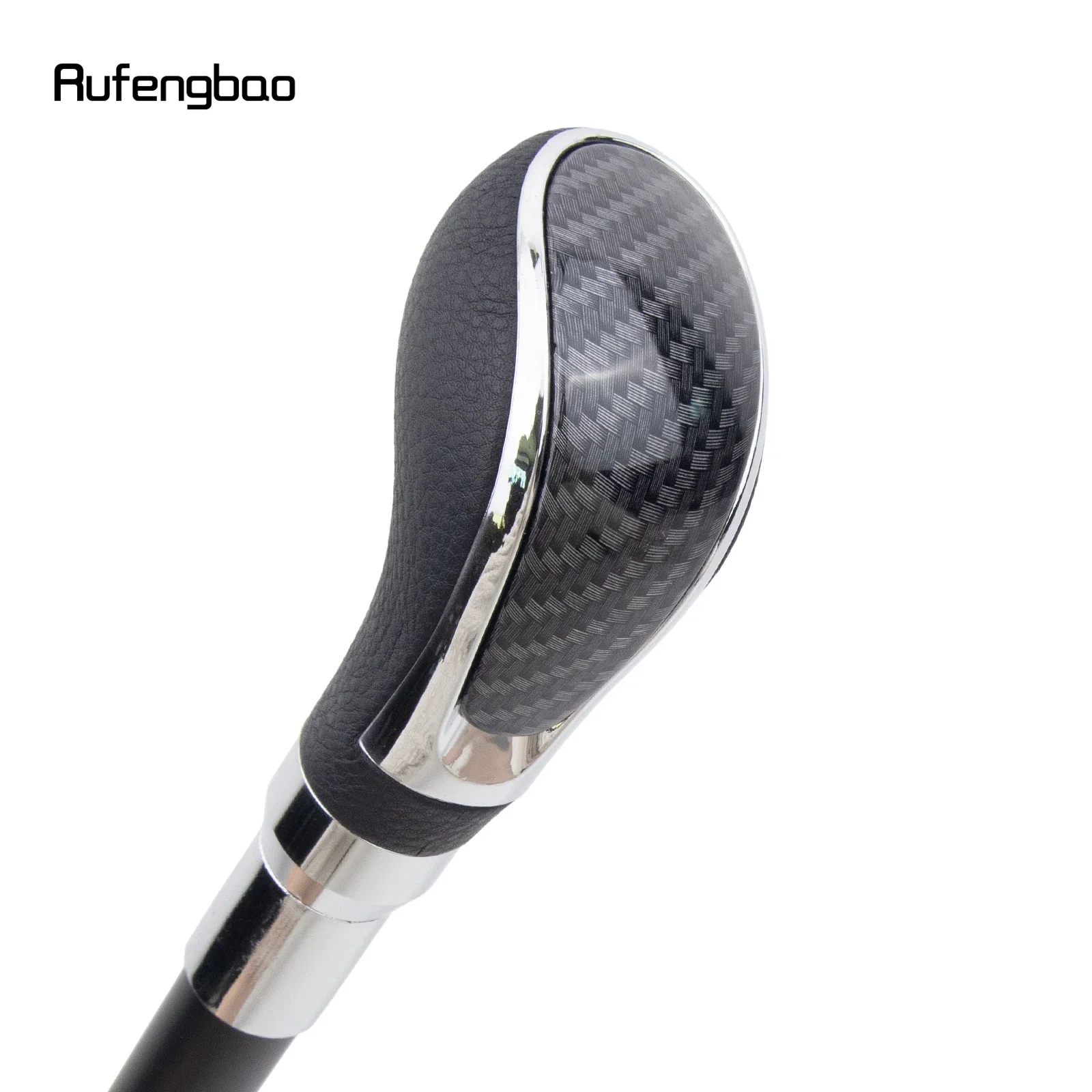 Black Leather Grid Silver Walking Cane Fashion Decorative Stick Gentleman Cosplay Cane Crosier 92cm  Performance Stage Cane