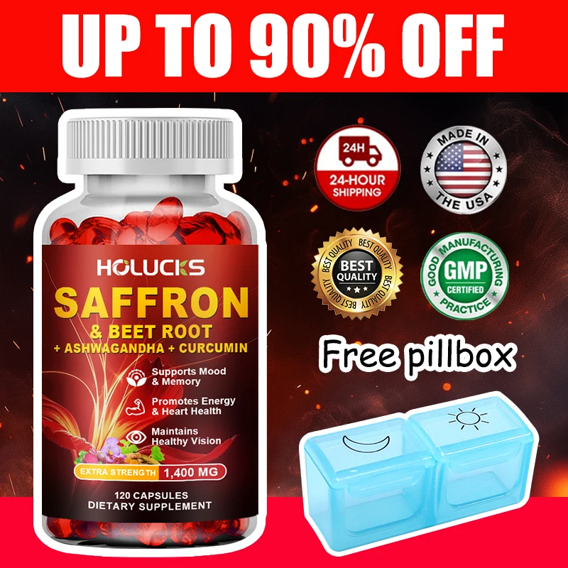 

Organic Saffron Extract Capsules, Support Promotes Restful Sleep, Reduces Nighttime Anxiety & Healthy Cortisol Levels, Non-GMO