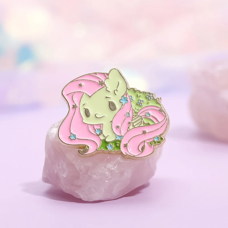 Little Horse Enamel Pins Custom Colorful Hair Brooches Lapel Badges Cartoon Animal Funny Jewelry Gift for Kids Friends