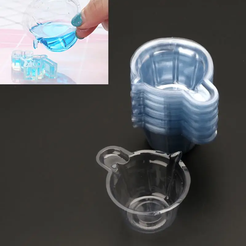 F42F 50Pcs Plastic Disposable Portion Cups Mini Mixing Cups Silicone Dispensing Cup Measuring Cup DIY Epoxy Resin Tools 40ml