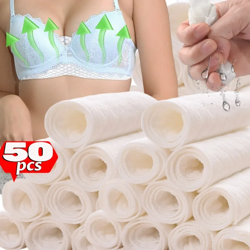 1/50 pièces sous soutien-gorge coussinets absorbant la sueur Non tissé soutien-gorge coussinets de sueur pour les femmes lavable sous les doublures de sein doublures évacuant l'humidité