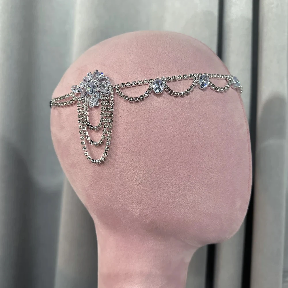 Stonefans Vintage Crystal Gatsby Headband 1920s Wedding Hair Jewelry Carnival Flapper Headdress 2024 Flower Head Chain for Women view 3
