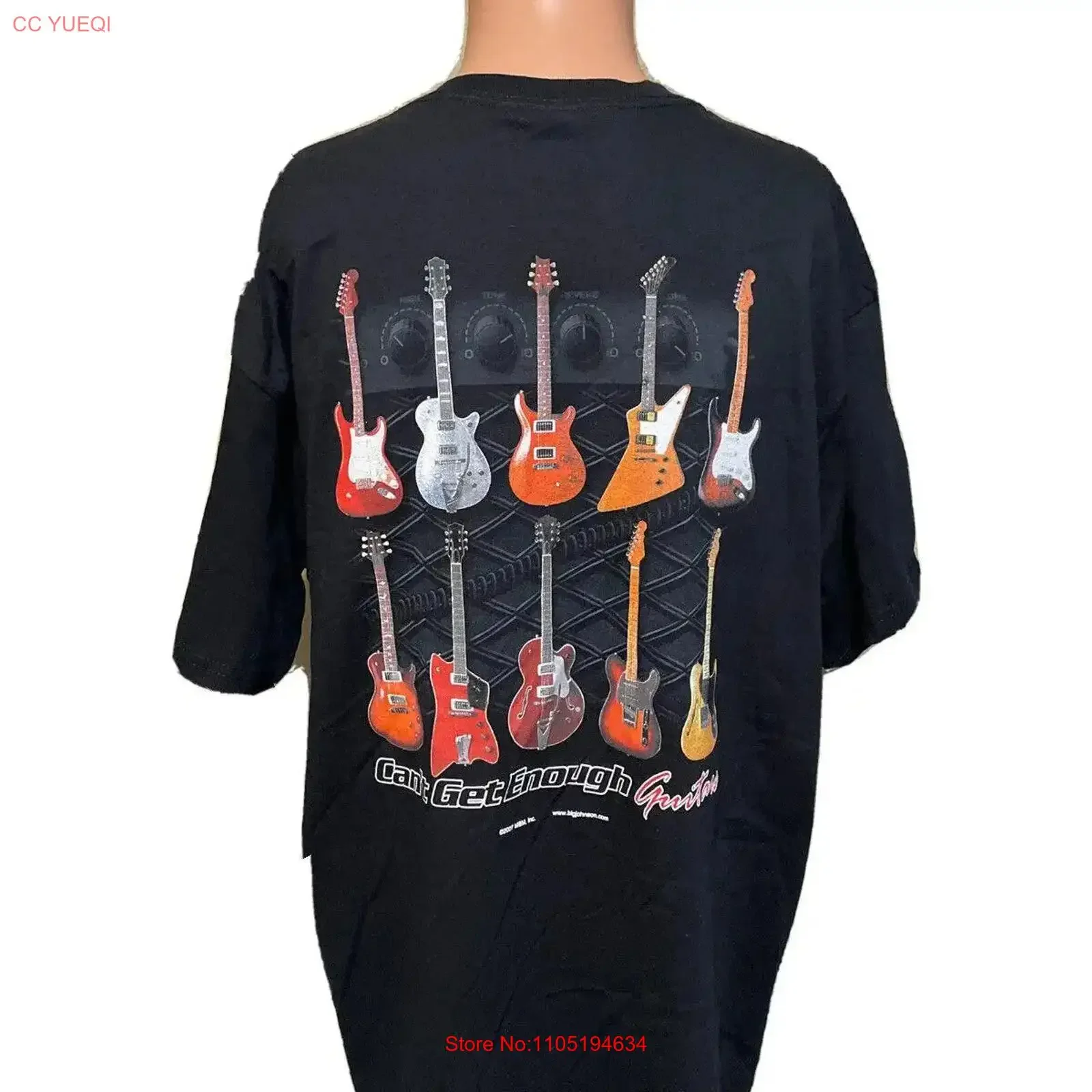 NEW 2007 CAN T GET ENOUGH GUITARS Black Shirt Size XL Mens vintage Washed Slightly Soft Versatile homme fashion streetwear