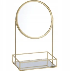 Spiegel rond gouden metalen sieradenrek 12x32cm