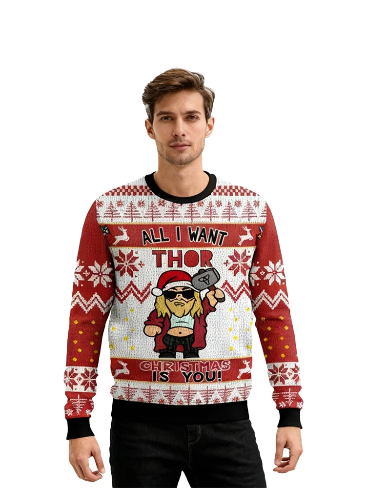 ثور مارفل خارقة مضحك 2026 الشتاء عيد الميلاد سترة قبيحة أنا فقط أريدك الرجال زائد عطلة حزب البلوز هدية الكريسماس