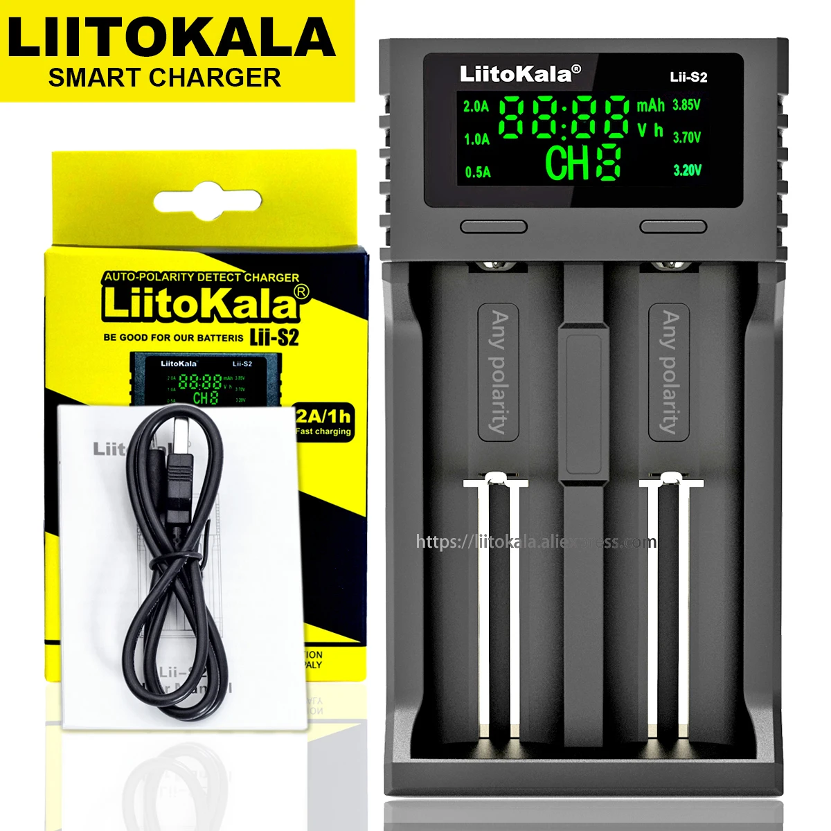 Liitokala Lii-S2 Lii-S4 Lii-C2 Lii-500 LCD 3.7V 1.2V 18650 18350 18500 14500 26650 AA NiMH Rechargeable Lithium-Battery Charger