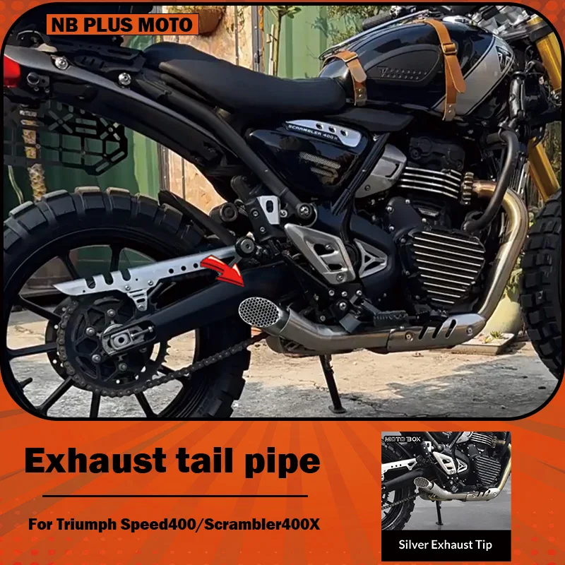 【Premium】For Triumph Speed400/Scrambler400X Modified Single-exhaust Pipe Tailpiece with Honeycomb Decorative End