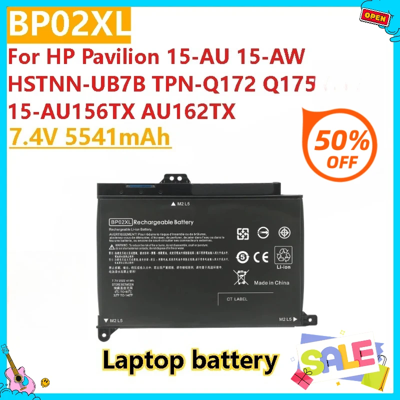 

Brand New High Quality 7.4V 5541mAh BP02XL for HP Pavilion 15-AU 15-AW HSTNN-UB7B TPN-Q172 Q175 15-AU156TX AU162TX