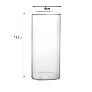 Hitzebeständige quadratische Glasglas mit Deckel und Stroh, transparent, Milch, Tee, Saftgläser, Heimbecher, Bargläser, 1PC 12 Hauptverkaufsglasfestes Glas - №1