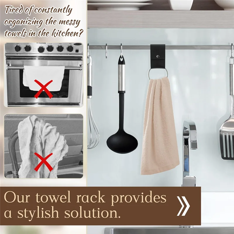 

BYBS-8 шт. кожаный и металлический держатель для полотенец для кухонных полотенец, держатель с петлей, дверная вешалка для духовки, подарки для дома