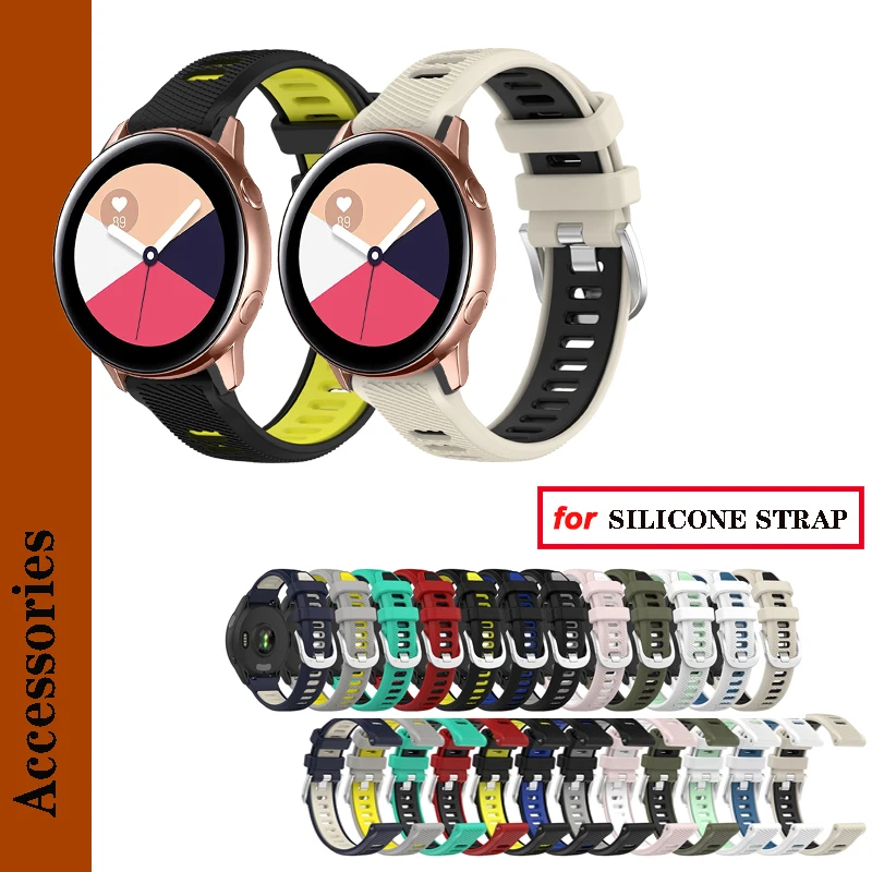 20mm Watch Band RUN Silicone Strap For Samsung Galaxy Watch Active 2 40mm 44mm / Watch4 Watch5 Watch6 Bracelet