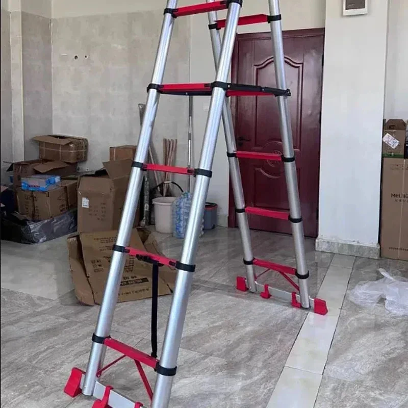 Multifunctional Lifting Step Ladders Home Herringbone Telescopic Ladder Aluminum Alloy Portable Folding Ladders