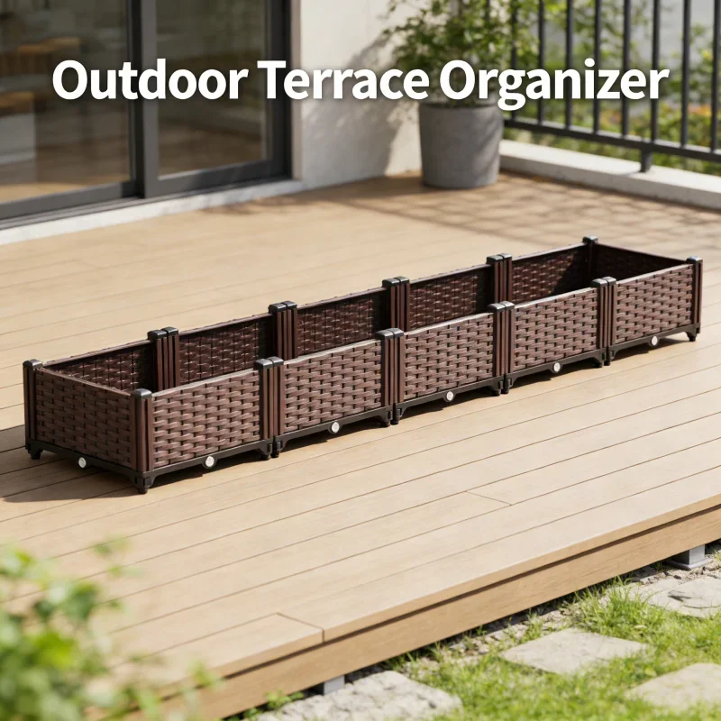 

5 Tier Vertical Planter Box 185x37x21cm Heavy Duty Stackable Plastic Garden Planting Pots for Vegetables Herbs Flowers Balcony