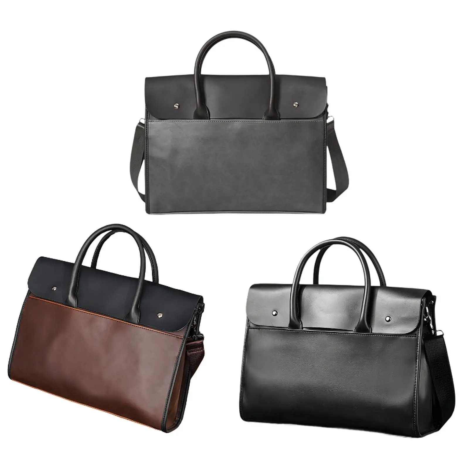 Male Briefcase Computer Bag PU Leather Sturdy Waterproof Multifunction Business Bag Office Bag for Office Outdoor Work