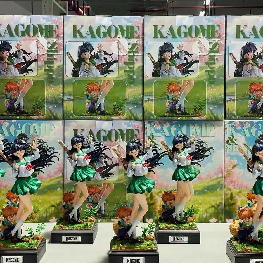 InuYasha Anime Figure - 33cm PVC Statue Kagome Higurashi Green Sailor Uniform, Red Scarf movable Favorite Figure Toy Gift