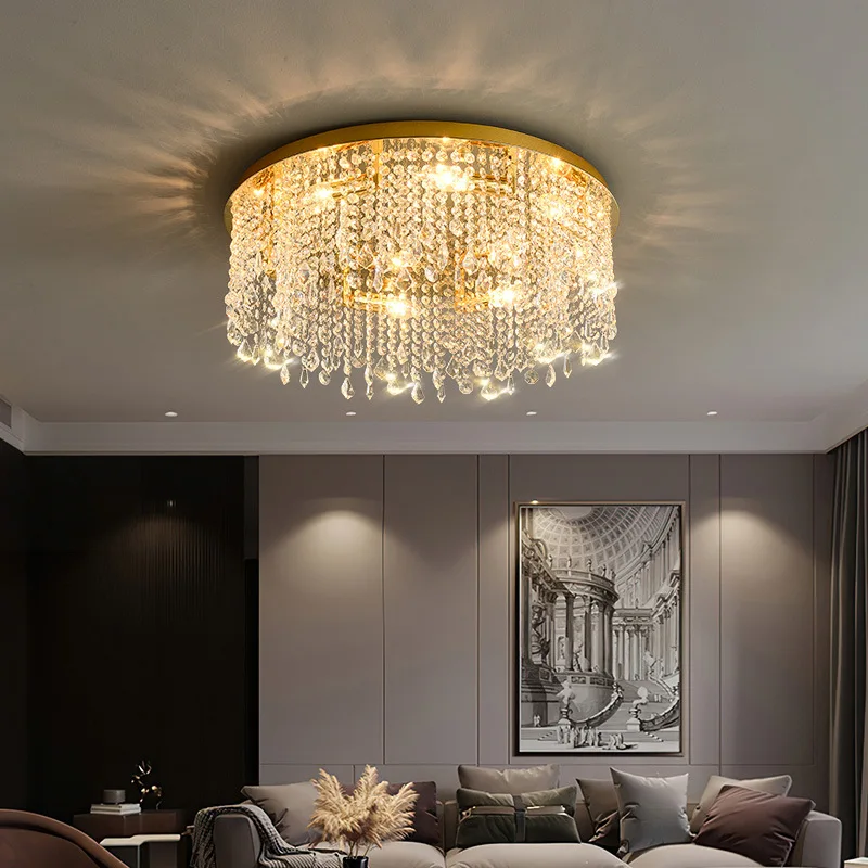 2024 New Arrival Luxury Crystal Ceiling Lamp Livingroom Hotel Lobby Post Modern Warm White Simple Creative Exhibition Hall Light