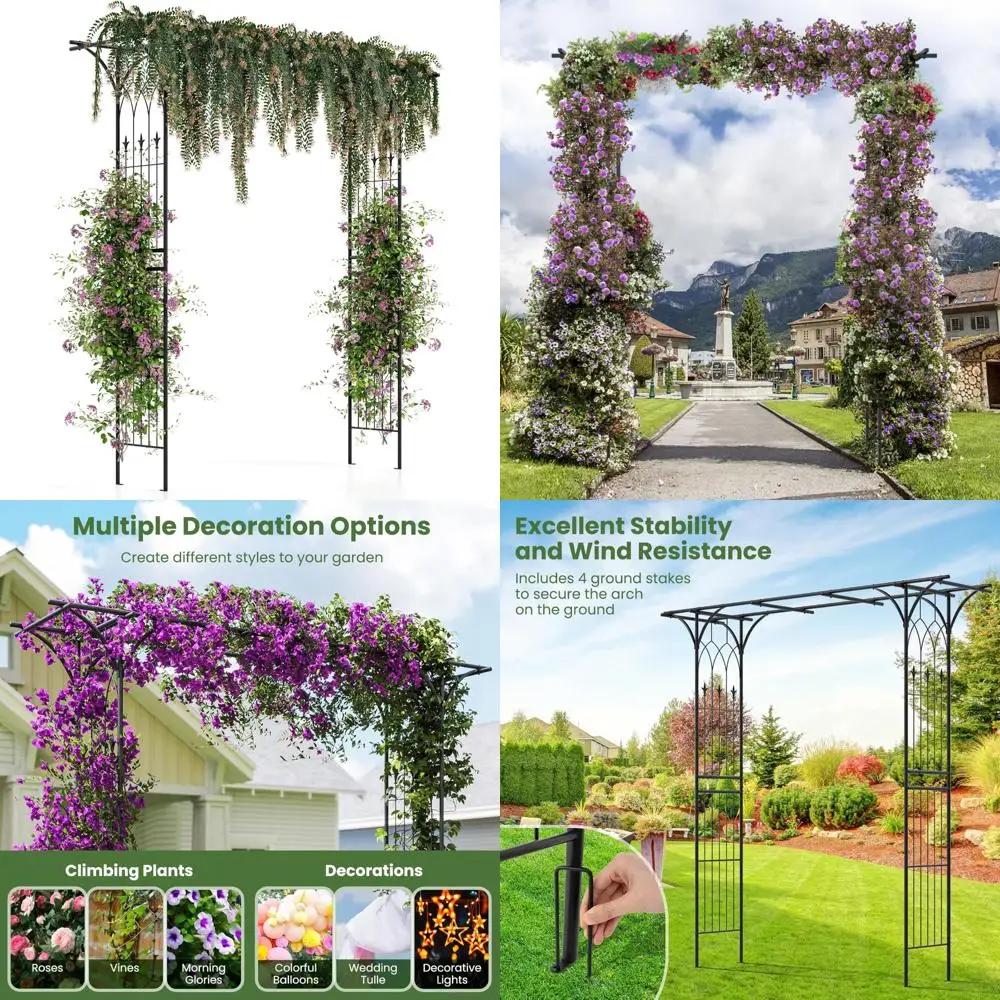 

Metal Garden Arch for Wedding Ceremonies, Pergola Trellis for Climbing Plants and Bridal Party Decoration