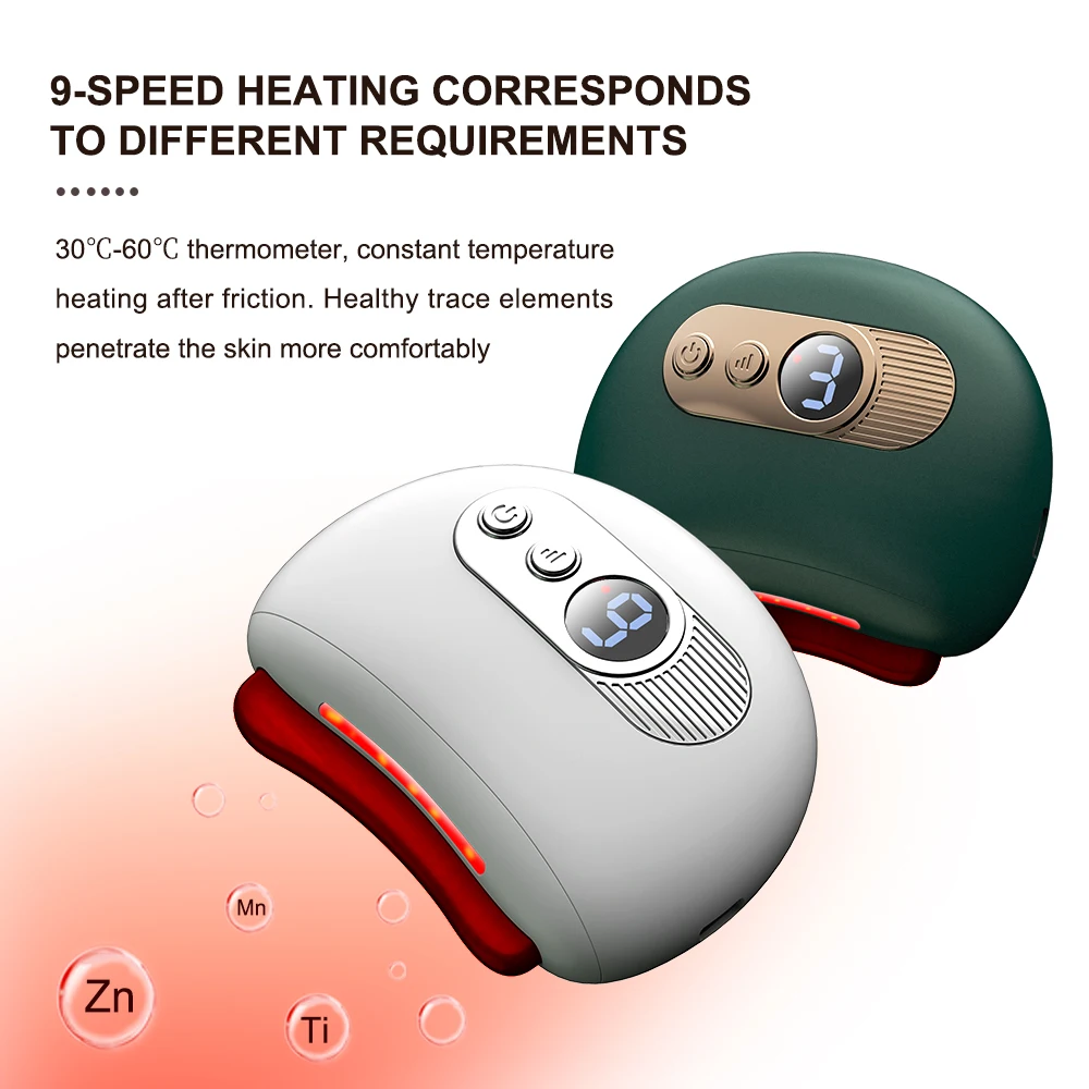 Stone Guasha Massager Scraping Vibration Hot Compress Body Electric Gua Sha Massager Board Facial Skin Lifting Wrinkle Removal