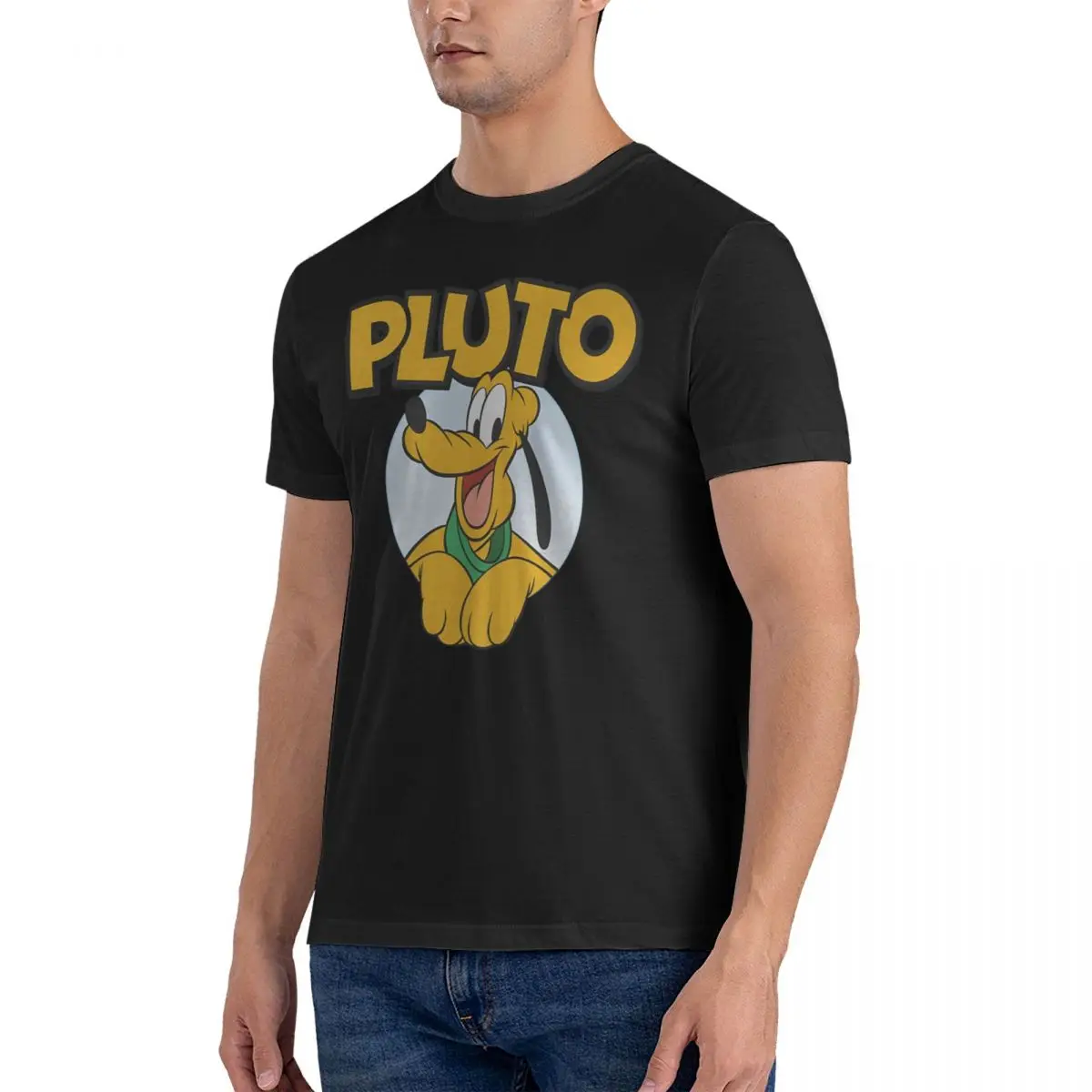 Men's Cute T Shirts Disney Cartoon Character Pluto Cotton Clothing Vintage Short Sleeve Round Collar Tees  T-Shirt