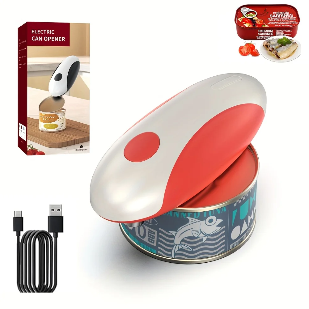 

Electric Can Opener, One Touch Auto Operation, Magnetic Lid Holder & Smooth Edge Cutting, Rechargeable Can Opener Electric Fits