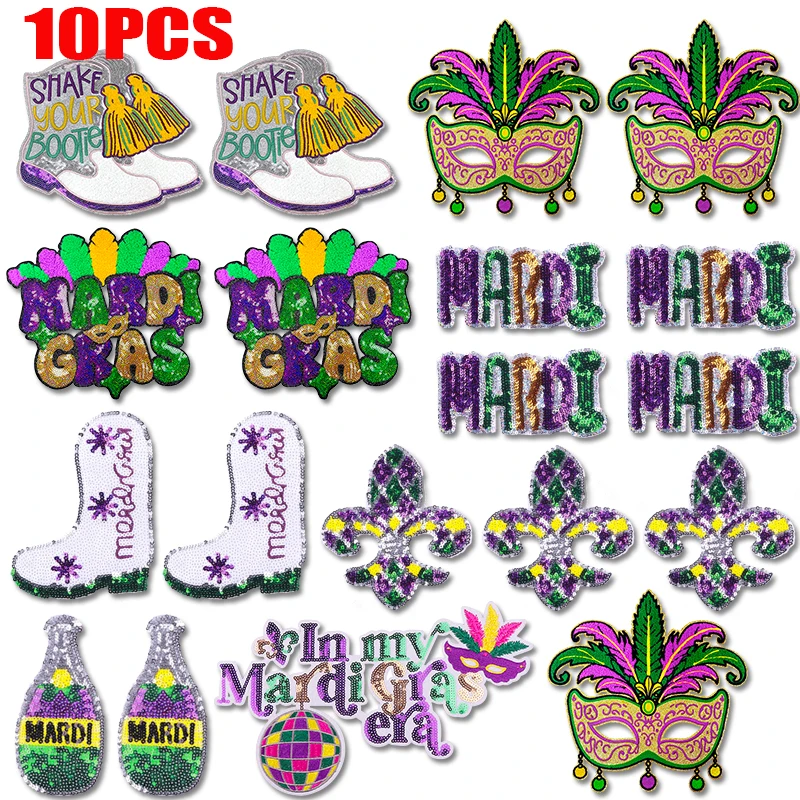 Parche bordado termoadhesivo cola de fénix con lentejuelas Mardi Gras - imagen 4