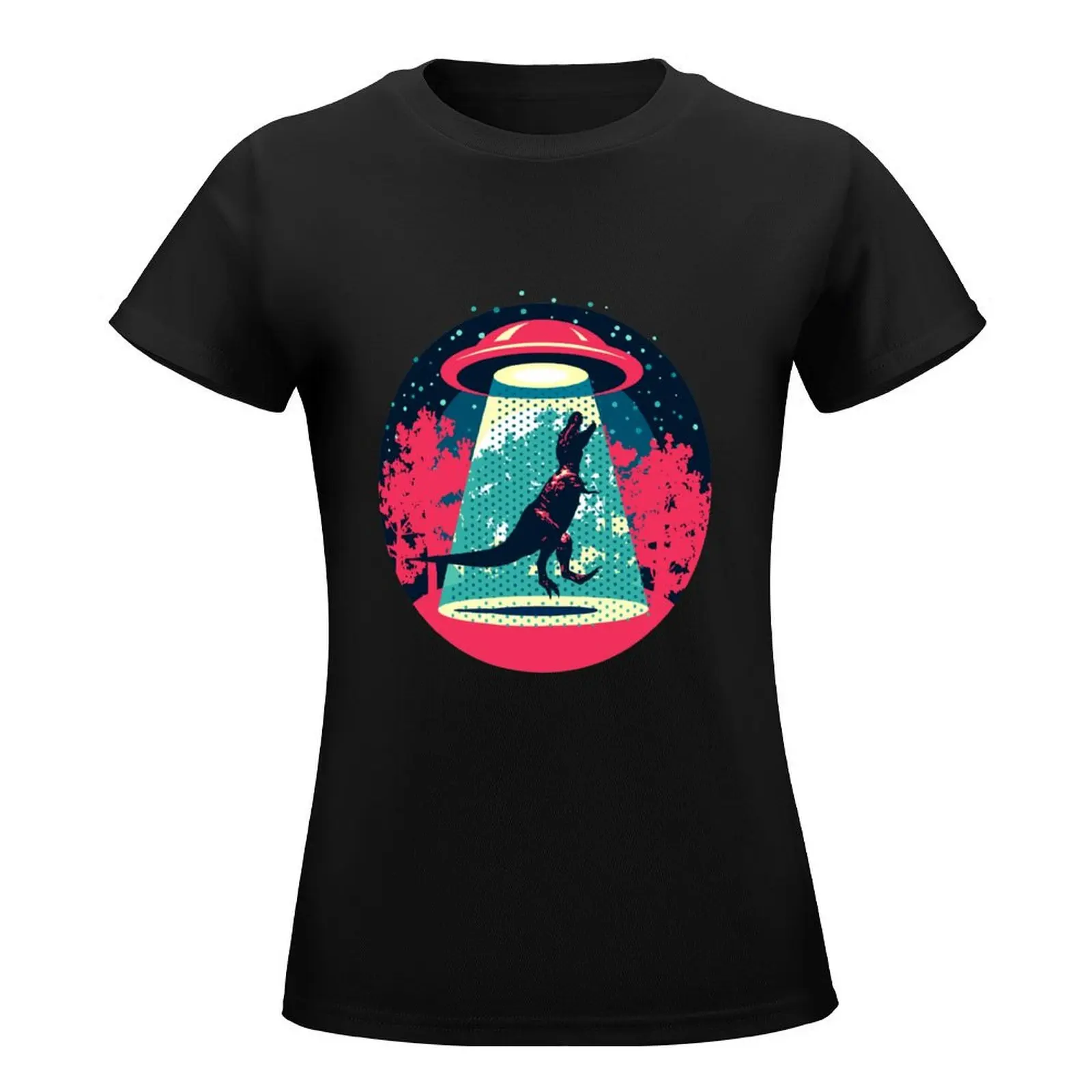 Beware UFO, T. Rex / Red T-Shirt Short sleeve tee hippie clothes korean fashion aesthetic clothes tshirts for Women