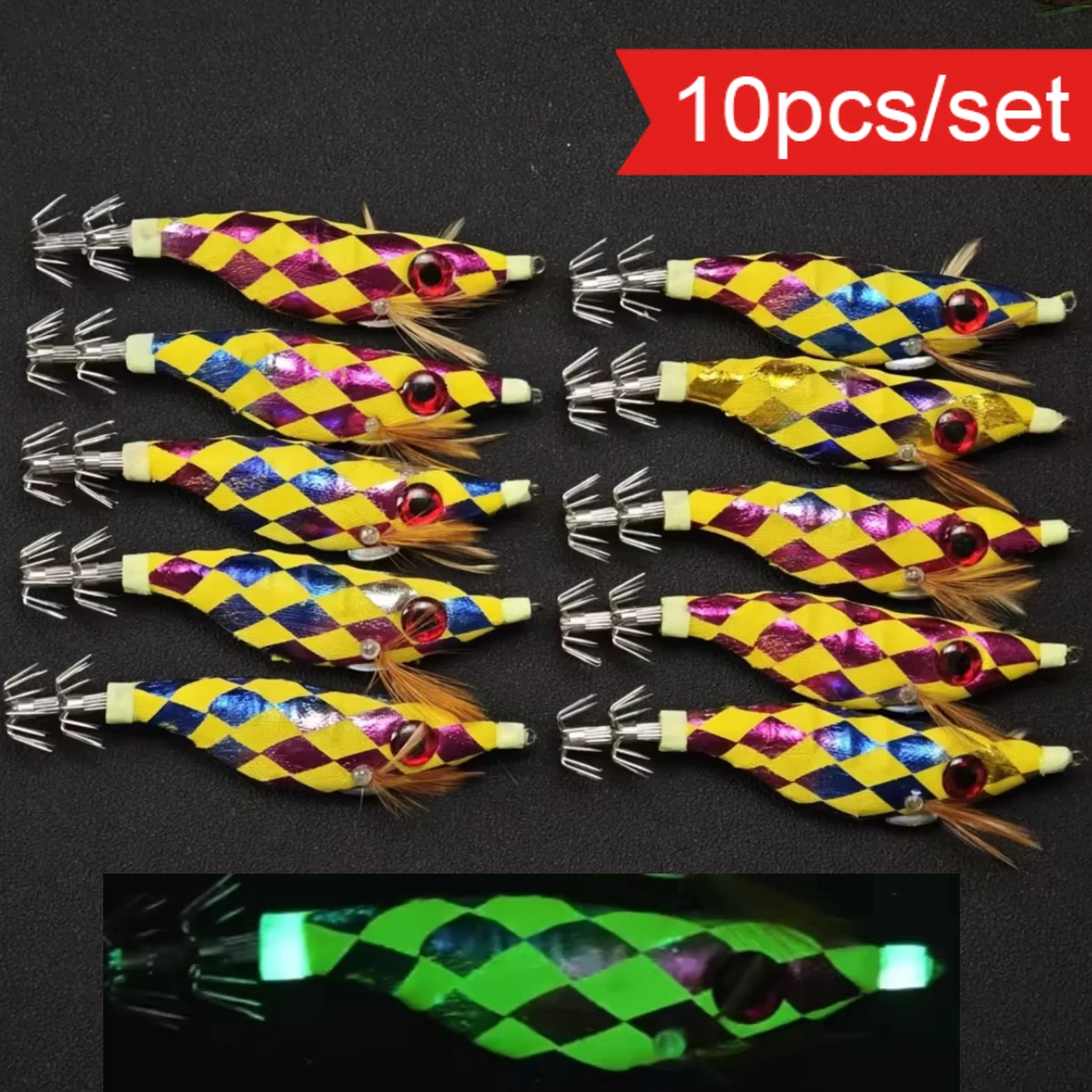 Furniture Hardware Jig - 10 buah/set Umpan Pancing Udang Bercahaya,