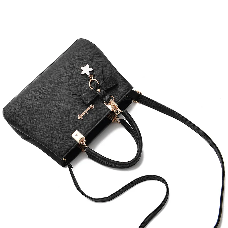 Fashion Solid Color With Bow One Shoulder Bag Portable Bandolera Casual Satchel Large Capacity Cross-body Handbag For Women image 4