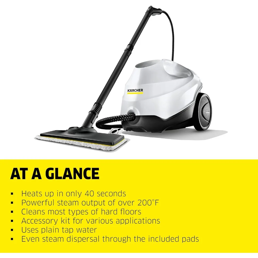 Steam Cleaner with Attachments, Multi-Purpose Power Steamer, 40 Sec Heat-Up, Continuous Steam - for Tile, Hard Floors & More