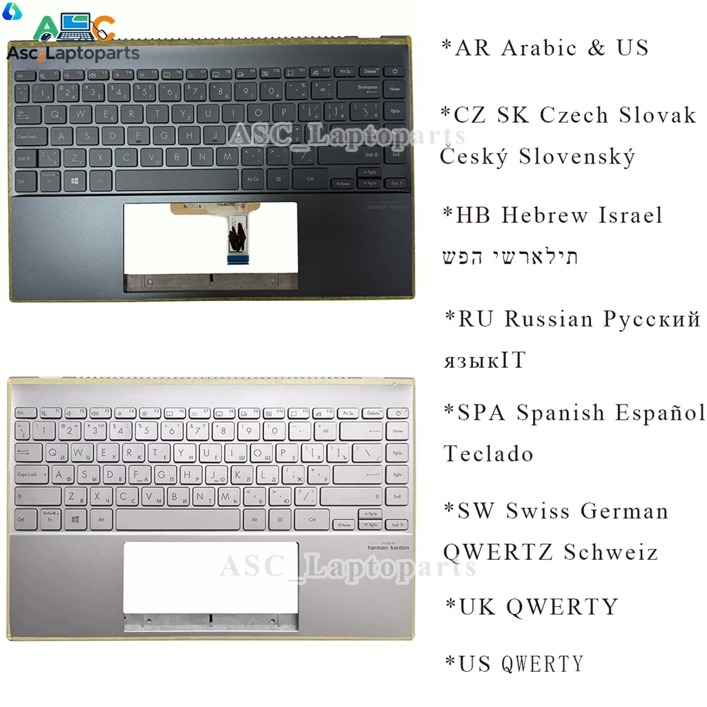 AR Czech Hebrew Russian SP Swiss UK US Keyboard for Asus ZenBook UX325E UX325EA UX325J UX325JA UX325U UX325SA UX325UA & Palmrest