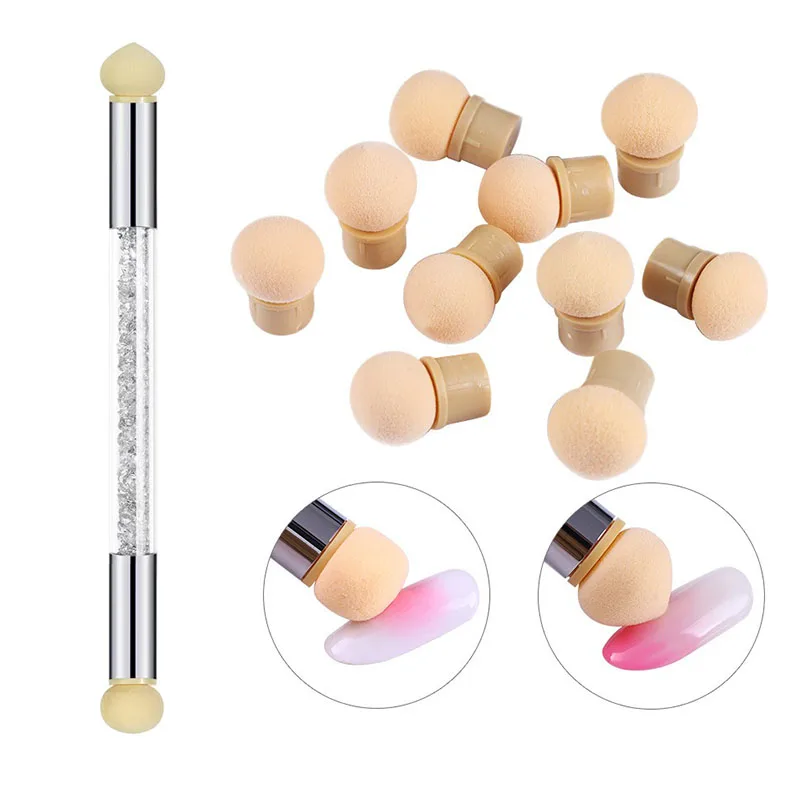 スポンジヘッド交換ネイルアートジェルポリッシュブラシグリッターパウダードットカラーインクペンマニキュアアクセサリーツール ZJS05