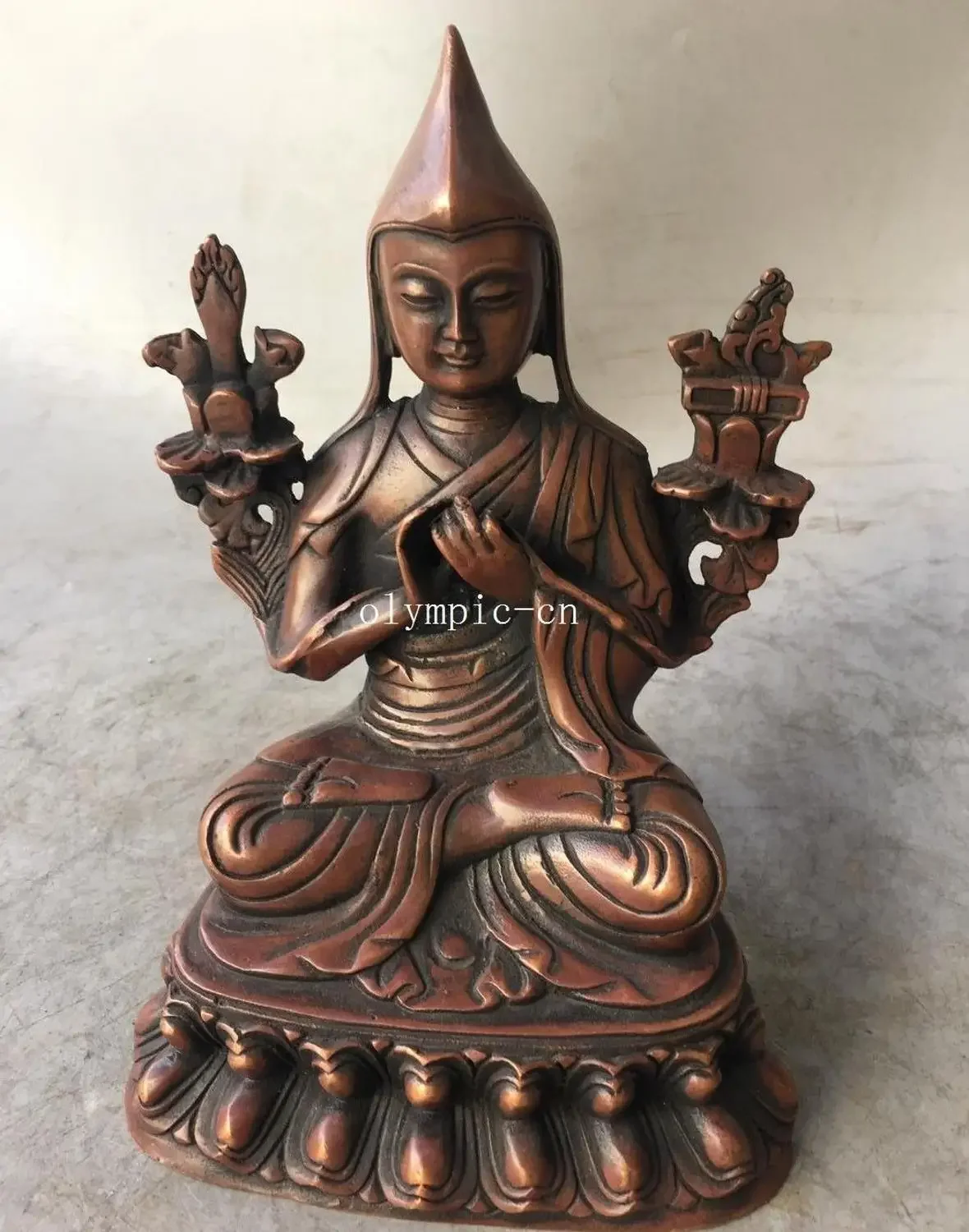 

7'' red copper tibet buddhism buddha GURU Tsongkhapa statue