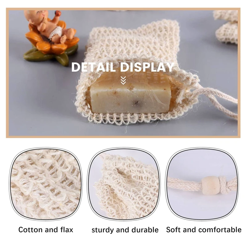 30er Pack natürlicher Sisal Seifen beutel Peeling Seifensc honer Beutel halter mit Holz perlen